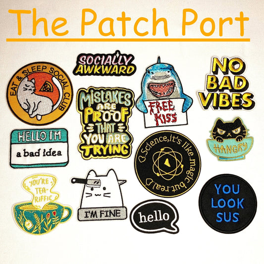 Social Anxiety Iron On Embroidered Patches. Sew on, no bad vibes, Hangry, Science, Bad Idea