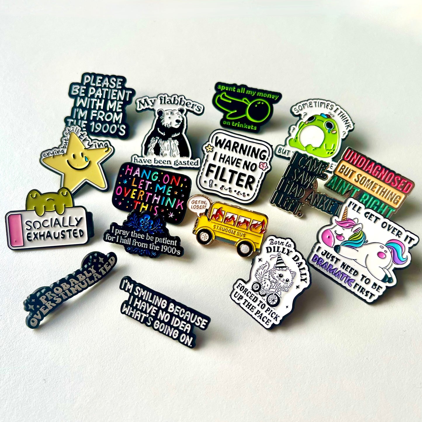 Funny Enamel Lapel Pins – Social Anxiety, Introvert & Awkward Human Collection