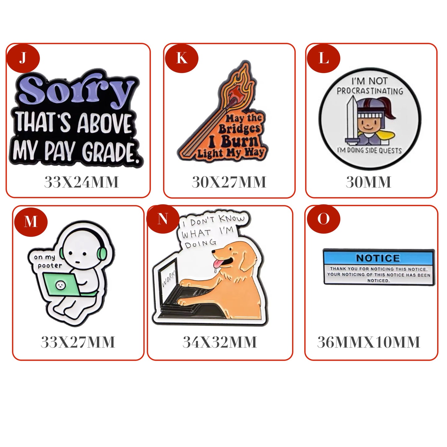 Sarcastic Enamel Lapel Pins – Procrastinators, Work Shy & Proudly Moody