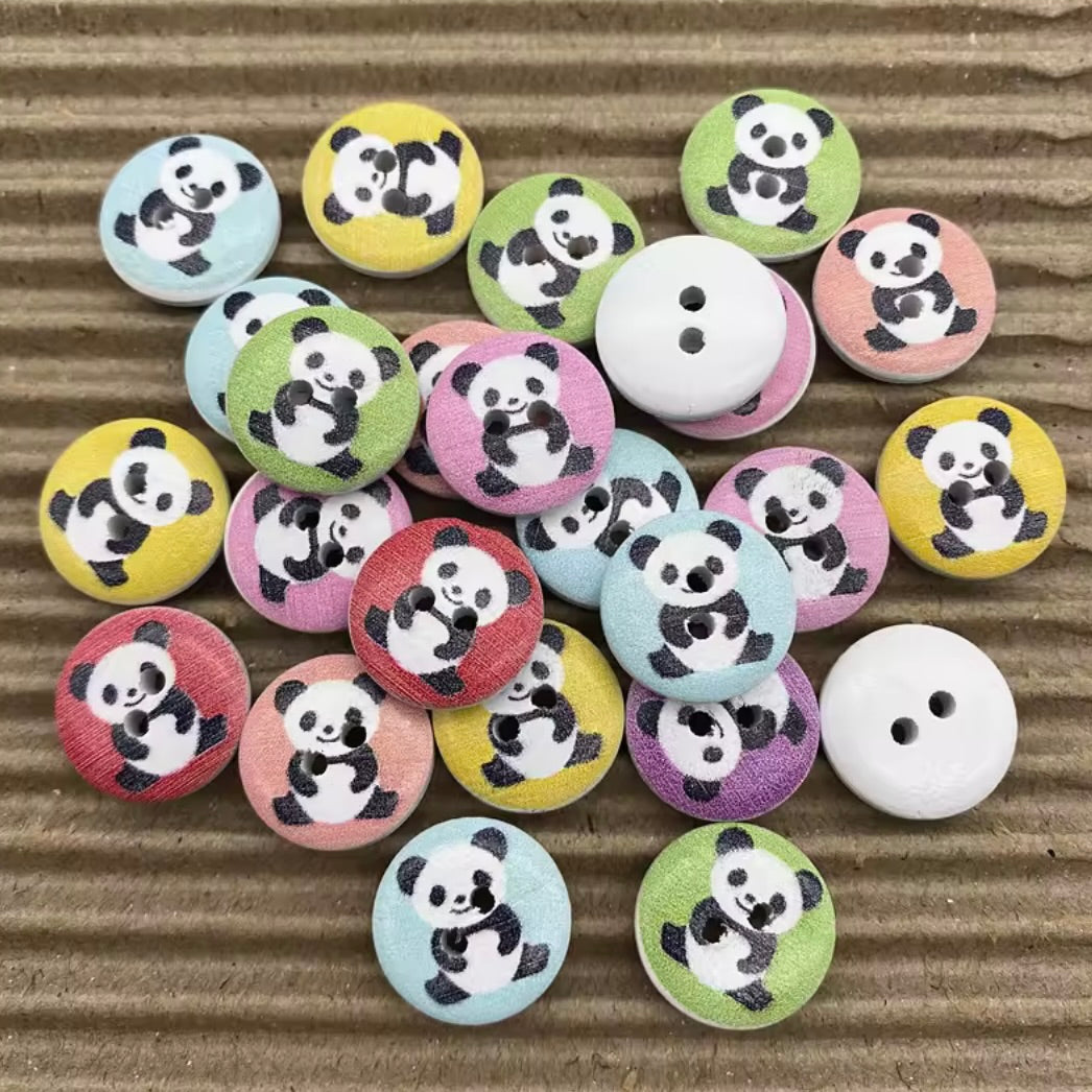 Wooden Buttons, 15mm, Pack of 10 Random Mix, colourful, animal, floral, stripe,  vintage buttons