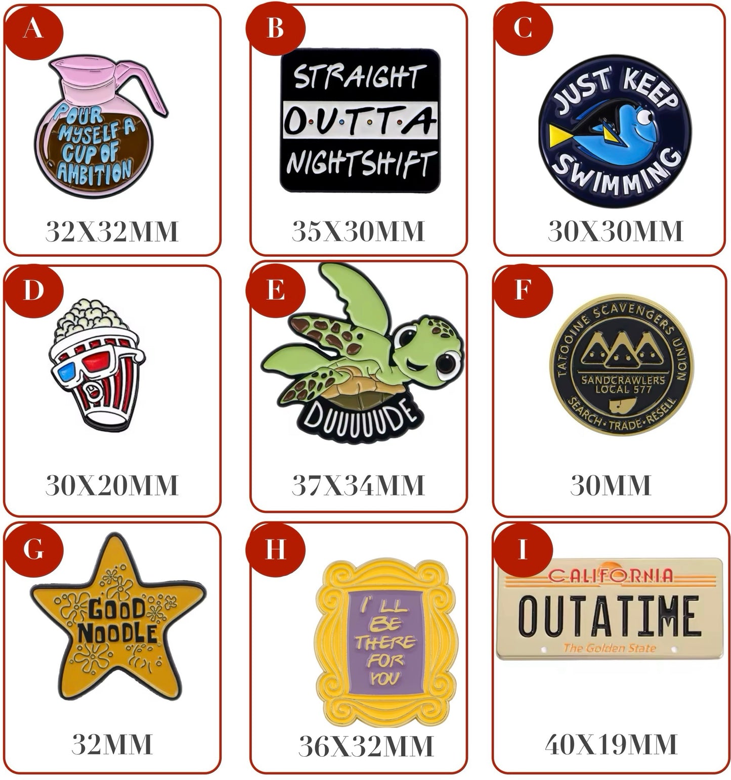 Retro & Cult Movie Enamel Lapel Pins – Funny Film Quotes & Illustrations